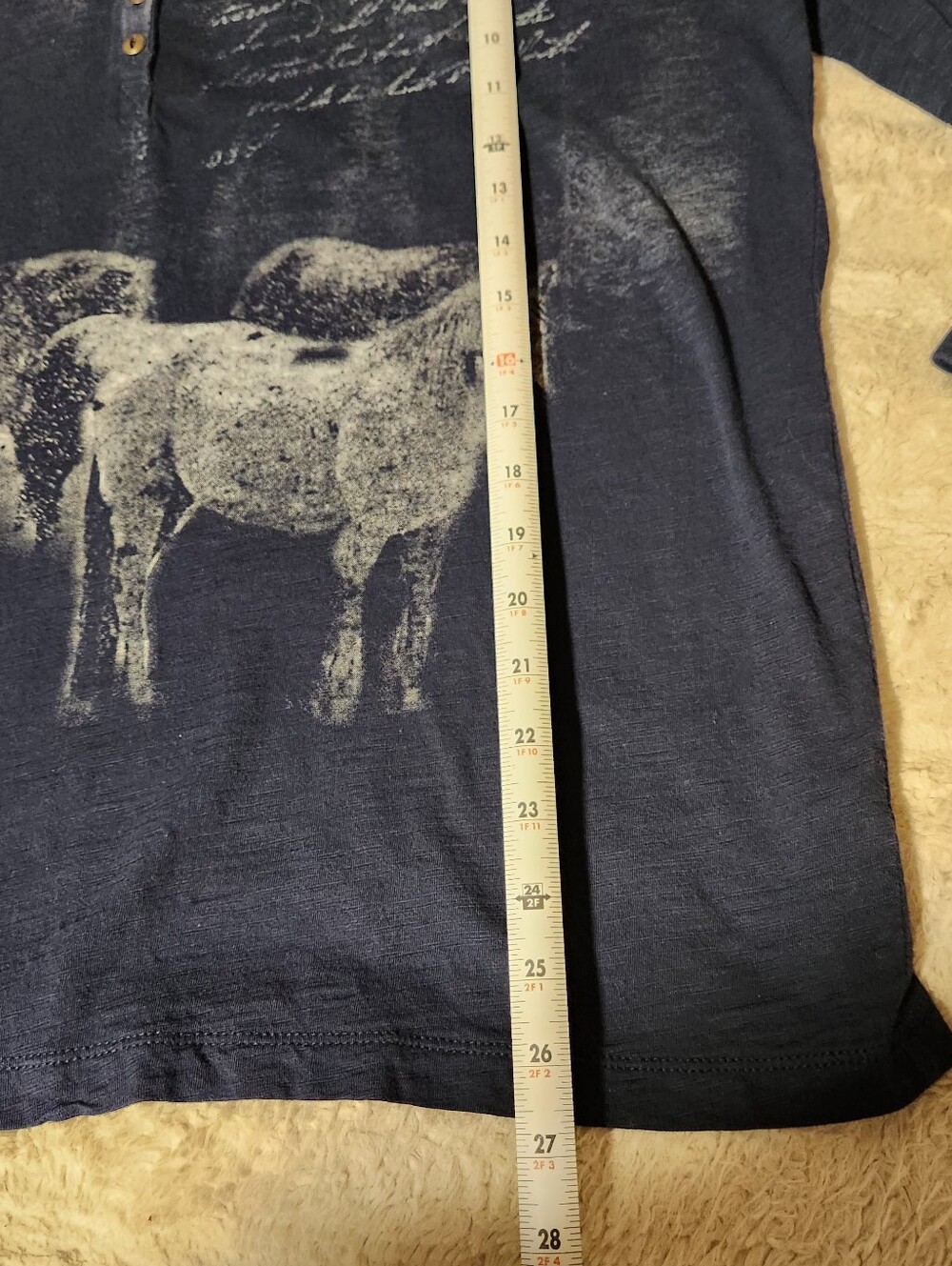 VTG Lauren Jeans Co Ralph Lauren Horse Graphic Henley Top 2X Equestrian Navy - Picture 4 of 12